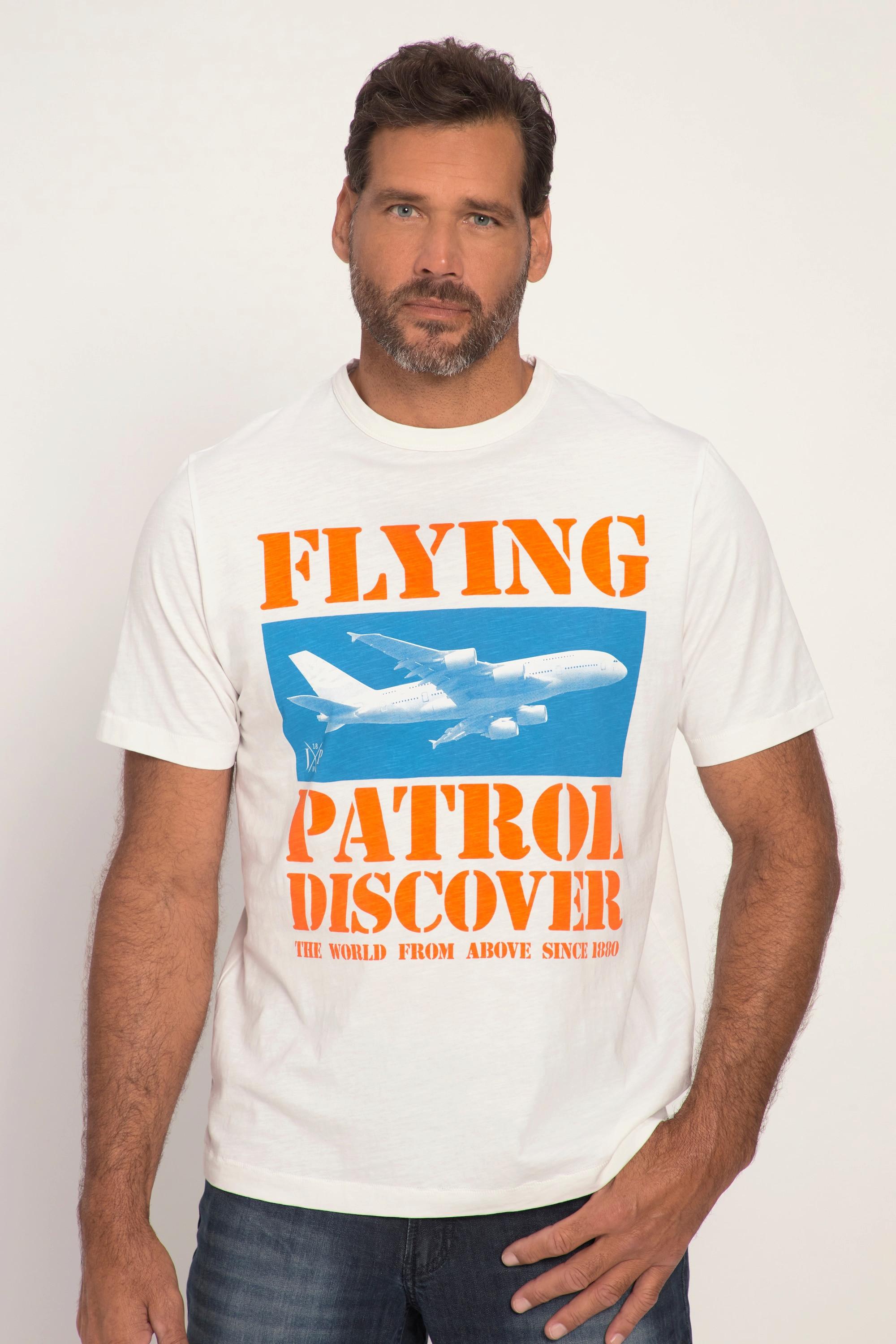 JP1880  T-shirt a mezze maniche con stampa "Flying Patrol" e scollo a girocollo 