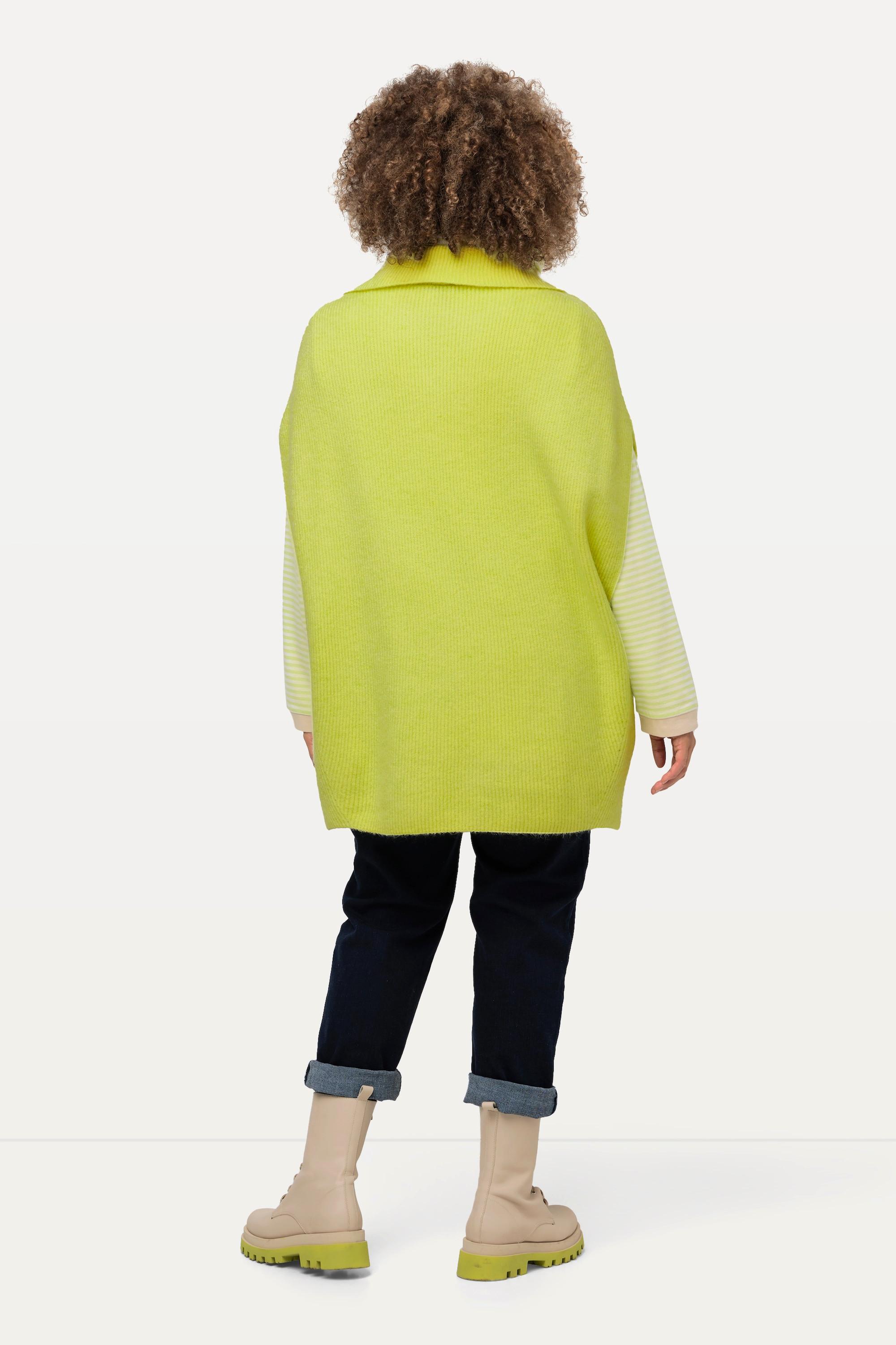 Ulla Popken  Pull sans manches oversized, bords-côtes, col en maille 