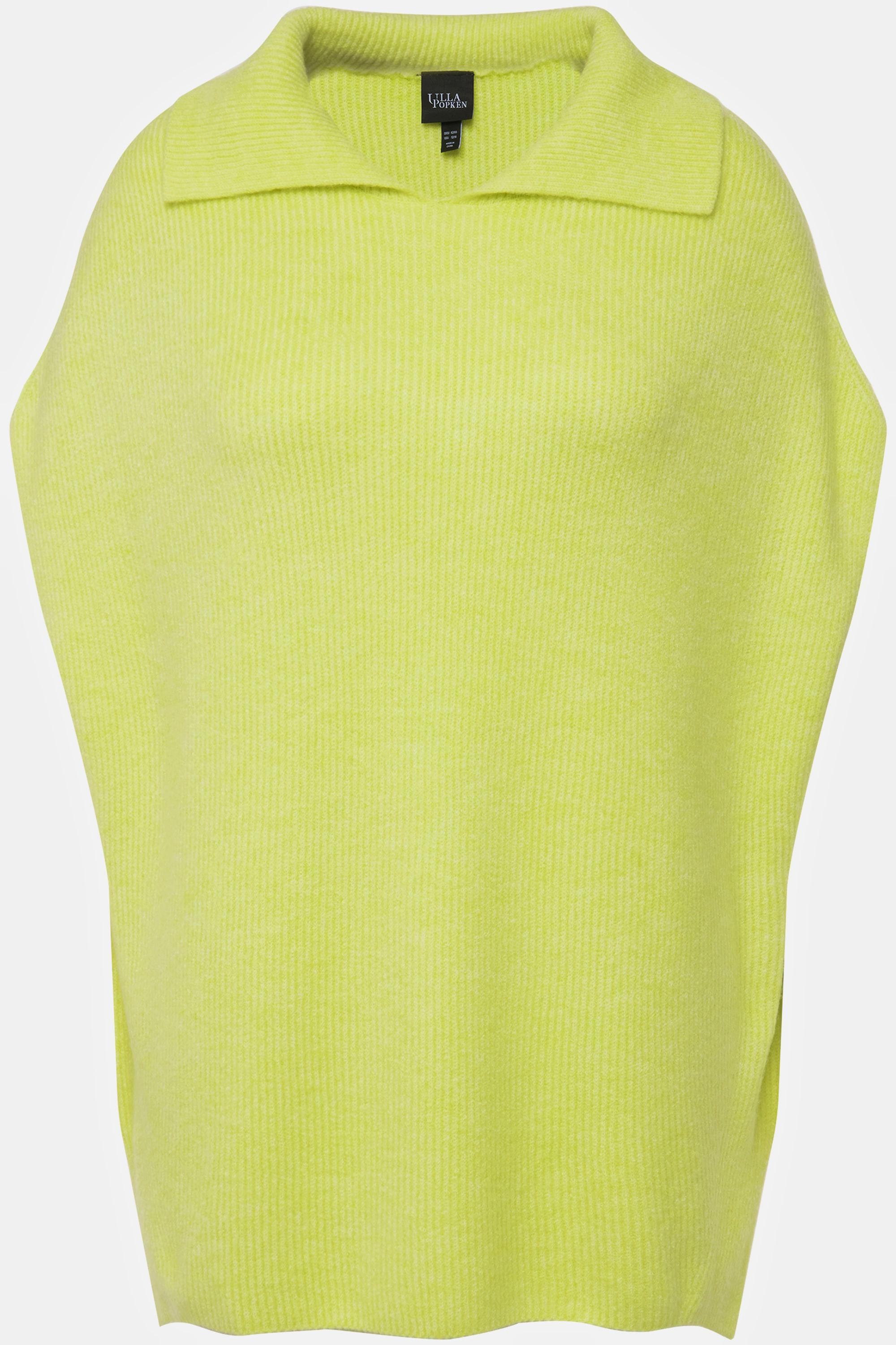 Ulla Popken Rippstrick Oversized ärmelloser Pullunder mit Strickkragen  