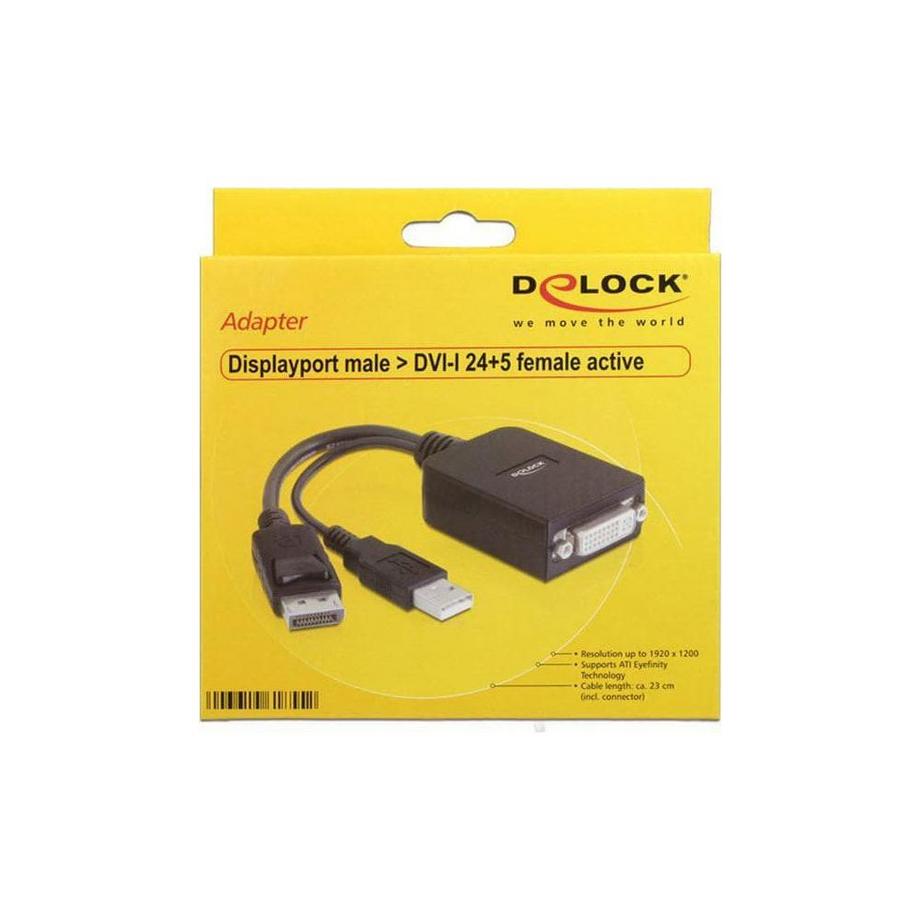 DeLock  DeLOCK 61855 cavo e adattatore video 0,23 m DisplayPort DVI-I Nero 