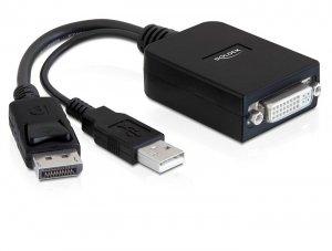 DeLock  DeLOCK 61855 câble vidéo et adaptateur 0,23 m DisplayPort DVI-I Noir 