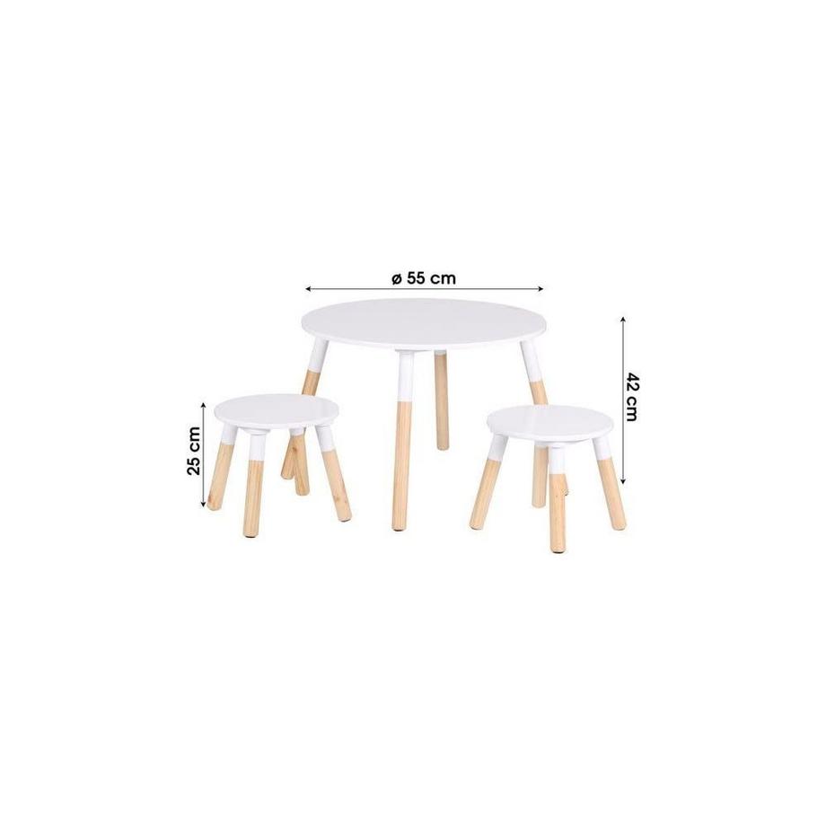 Judy Wild  Table en bois pour enfants avec 2 tabourets 