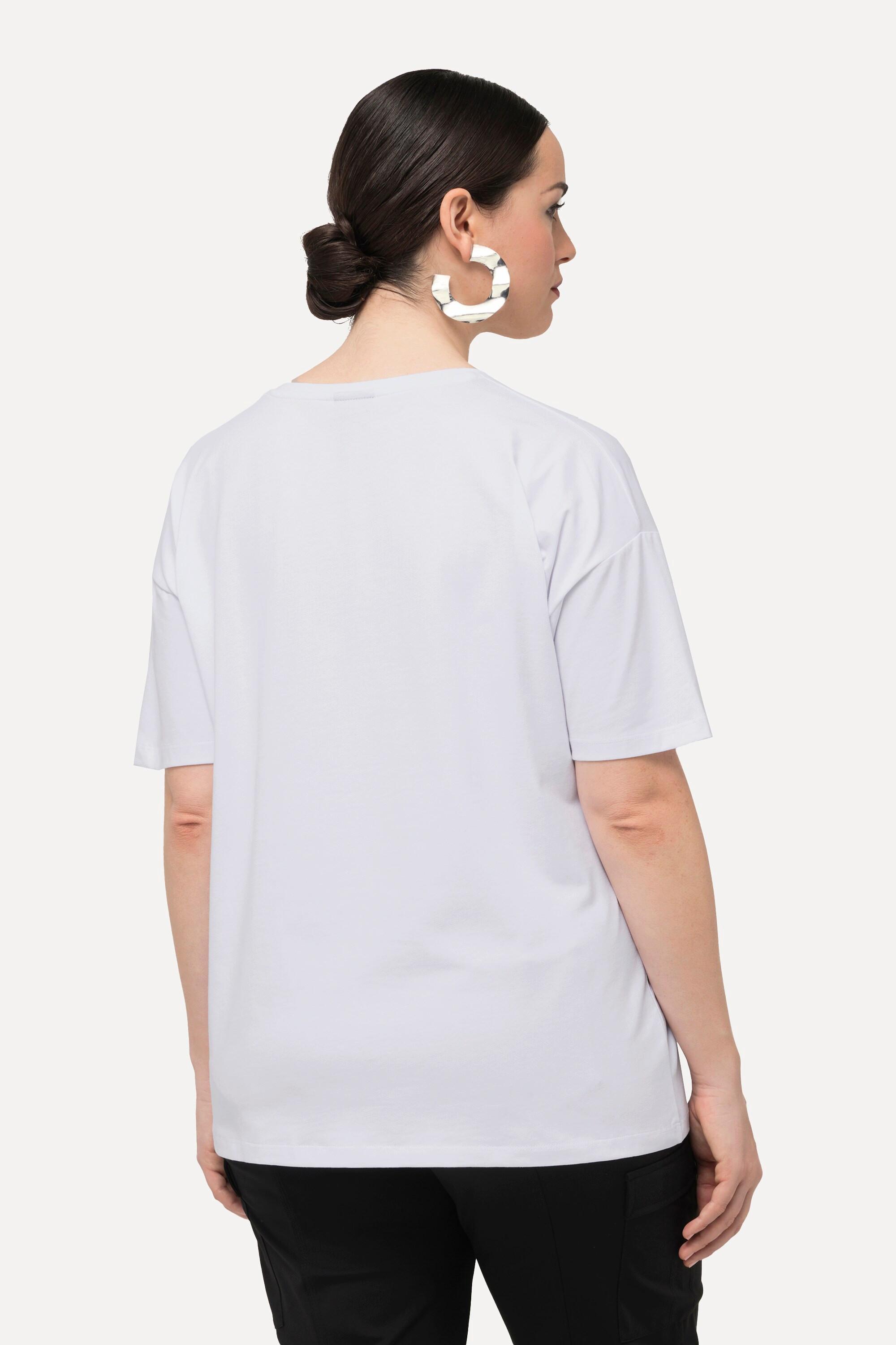 Ulla Popken  T-shirt con Imagine, applicazioni, scollo a girocollo e mezze maniche 