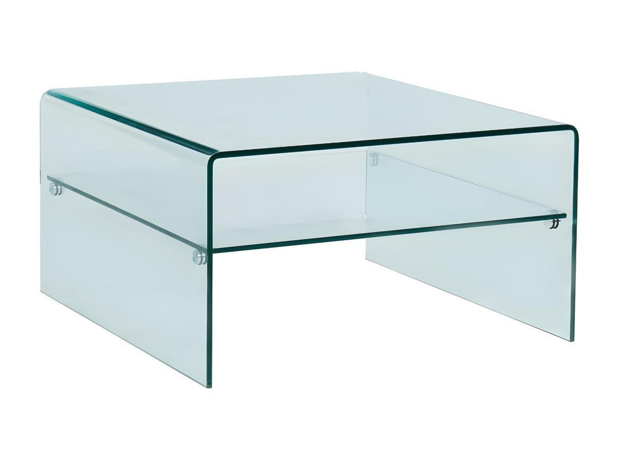 Vente-unique Table basse carrée STILEOS Double plateau Verre trempé  