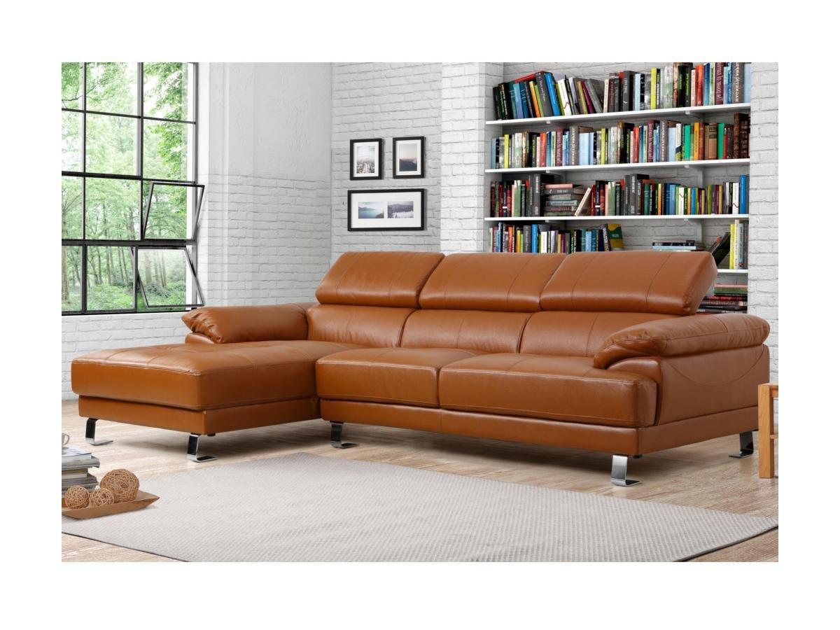 Vente-unique Ecksofa Leder - Karamell - Ecke Links - EXCELSIOR II  