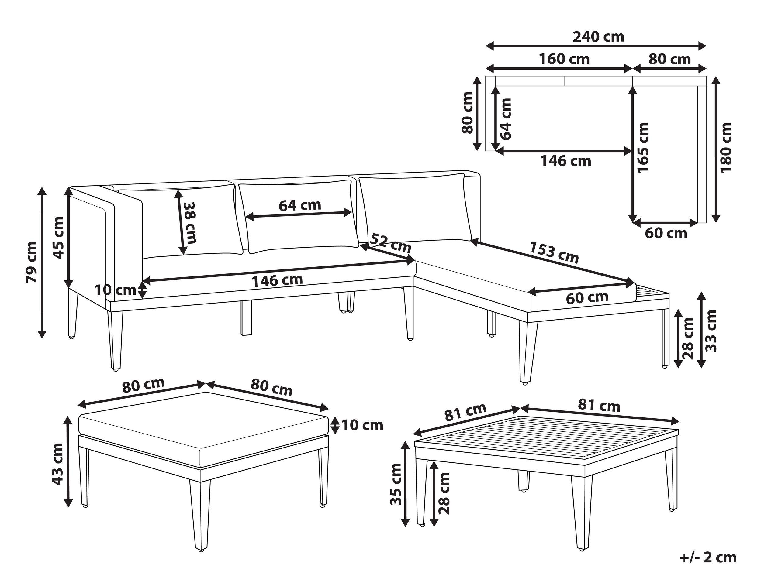 Beliani Set divani con tavolino en Legno d'acacia certificato FSC® Rustico BRACCIANO  