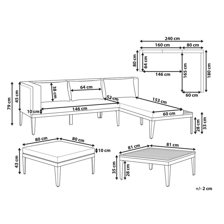 Beliani Lounge Set mit Tisch aus FSC® zertifiziertes Akazienholz  BRACCIANO  