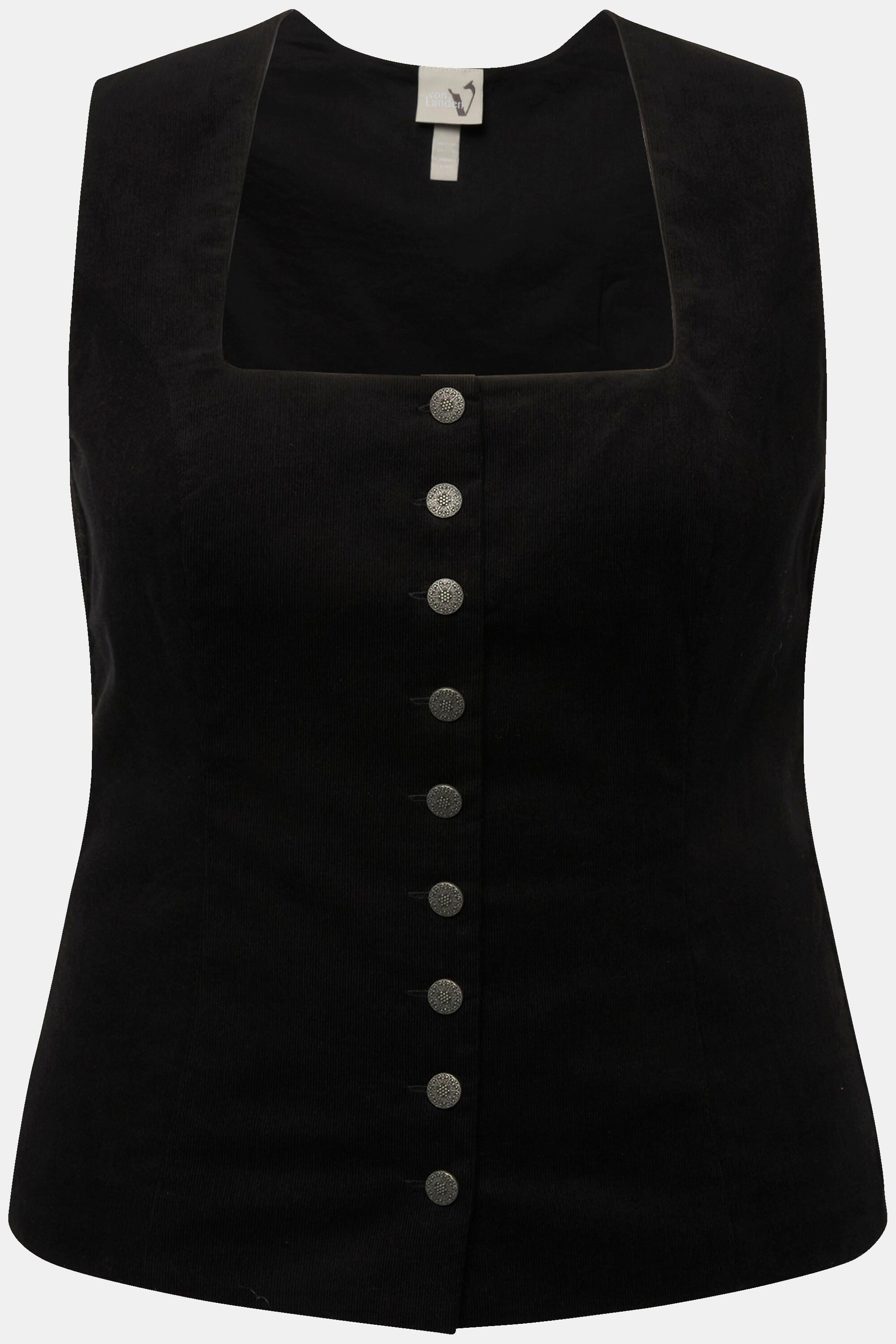 Ulla Popken  Bustier inspiré du costume traditionnel tyrolien en velours smocké. Coupe Slim sans manches 