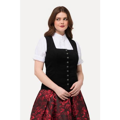 Ulla Popken  Corsetto in tradizionale stile Tracht dal taglio aderente e smanicato con velluto a coste e punto smock 