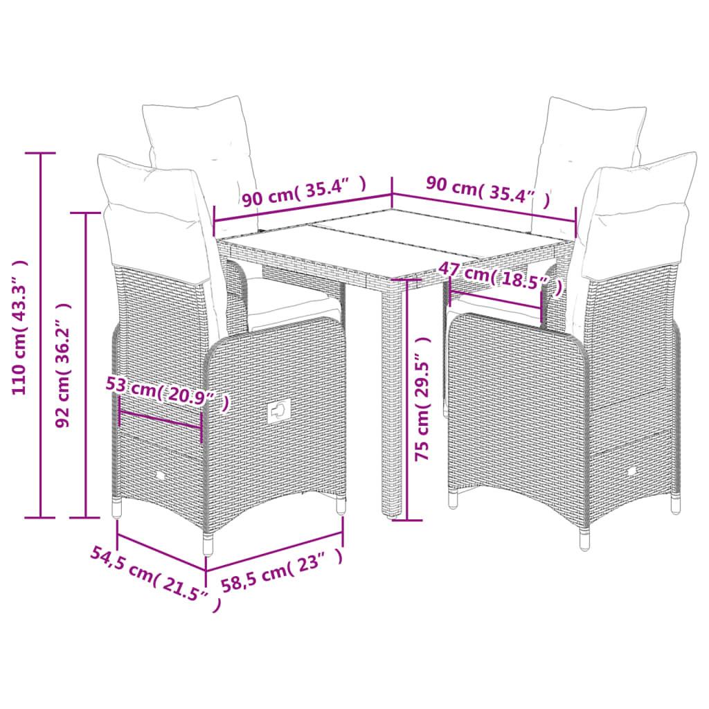 VidaXL Bistro set poly-rattan  