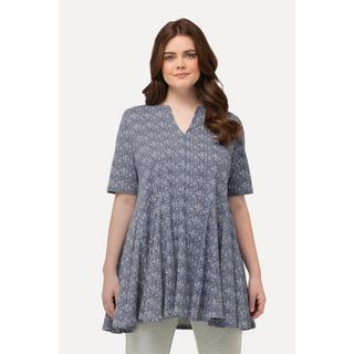 Ulla Popken  Longshirt, Godetfalten, Tunika-Ausschnitt, Halbarm 