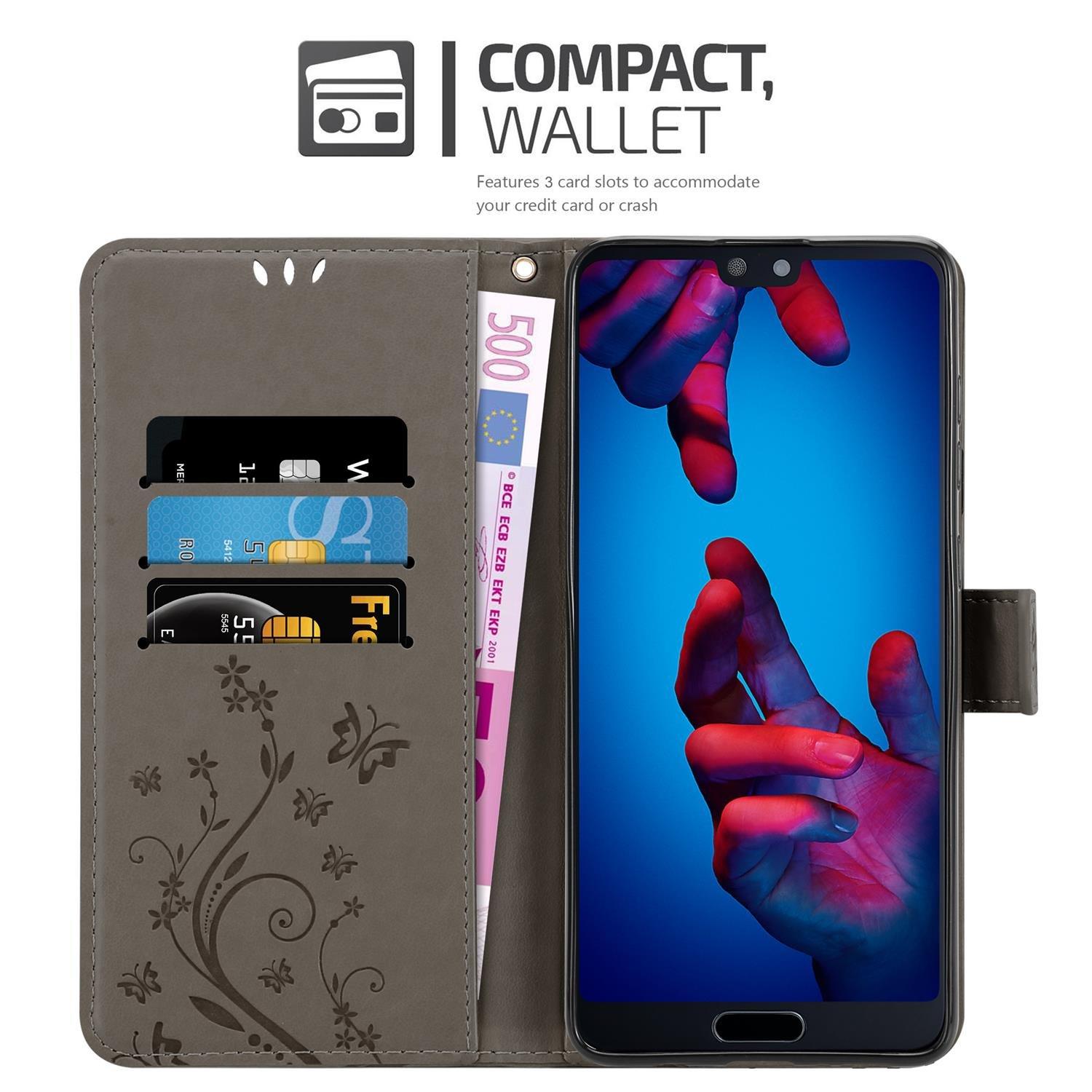 Cadorabo  Hülle für Huawei P20 Blumen Design Magnetverschluss 