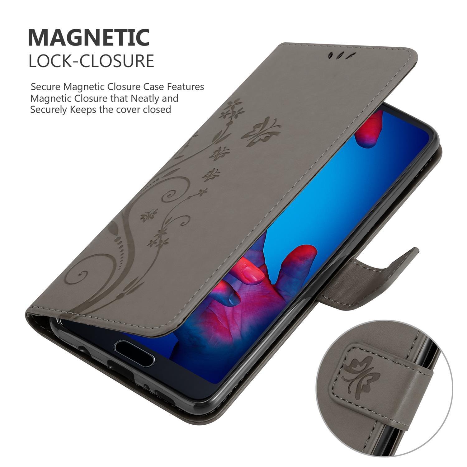 Cadorabo  Hülle für Huawei P20 Blumen Design Magnetverschluss 