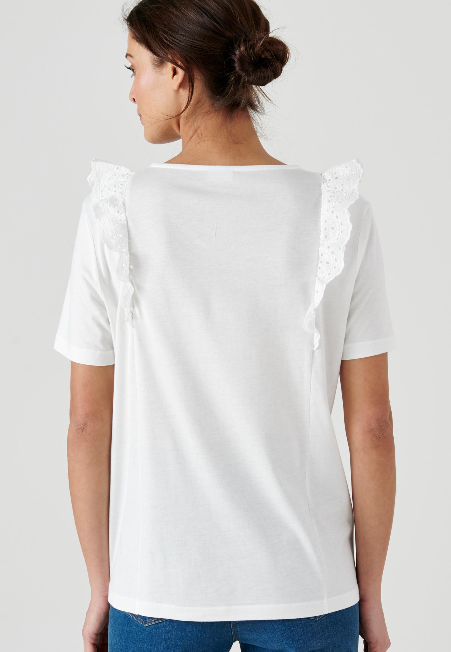 Damart  Tee-shirt bi-matière broderie anglaise. 