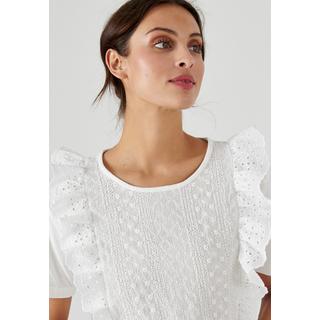 Damart  Tee-shirt bi-matière broderie anglaise. 