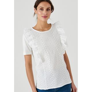 Damart  Tee-shirt bi-matière broderie anglaise. 