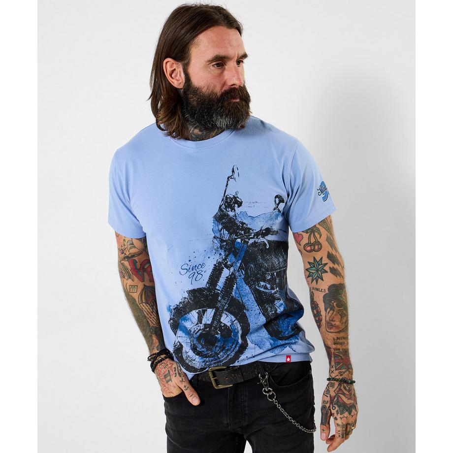 T-Shirt mit skizziertem Motorradmotiv