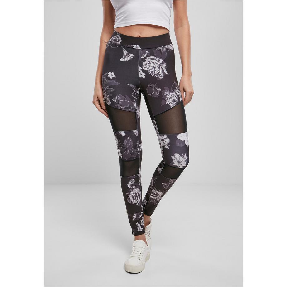 URBAN CLASSICS Blumenmuster Leggings mit Netzeinsätzen  
