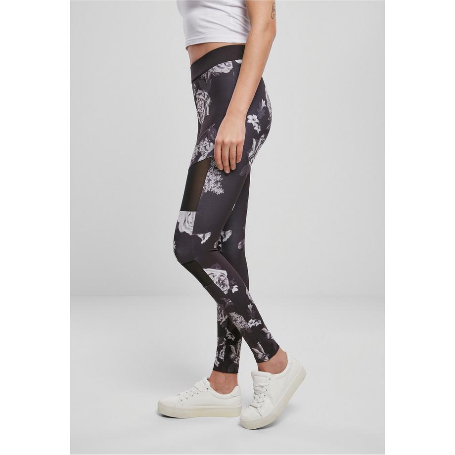 URBAN CLASSICS Blumenmuster Leggings mit Netzeinsätzen  