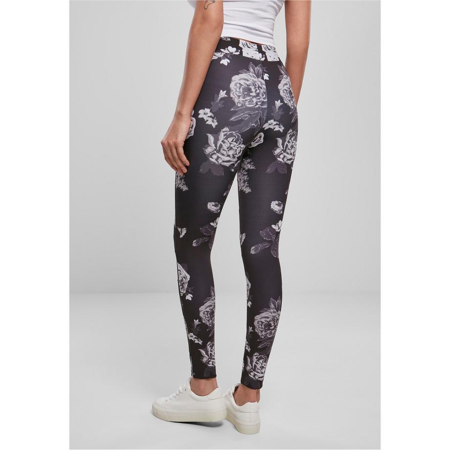 URBAN CLASSICS Blumenmuster Leggings mit Netzeinsätzen  