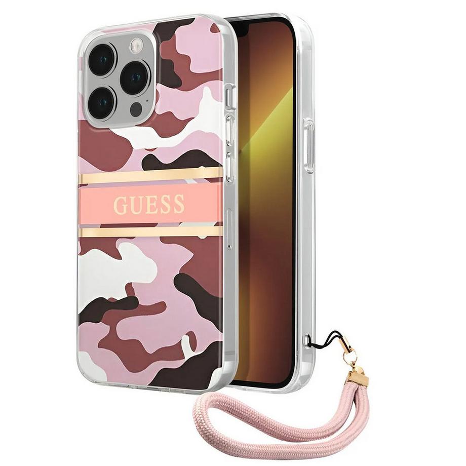 GUESS  Cover iPhone 13 Pro Camo tracolla nylon 