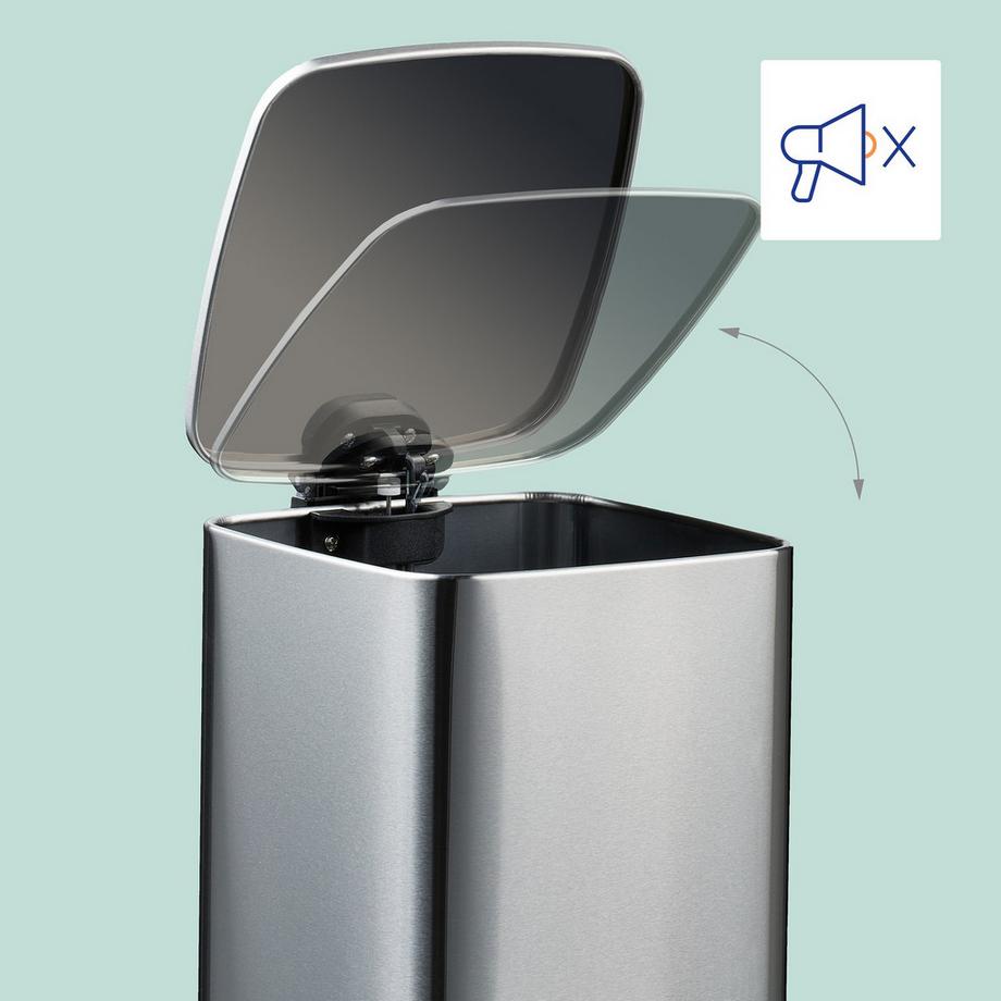 Northix Poubelle carrée à pédale 8 L, fermeture en douceur  