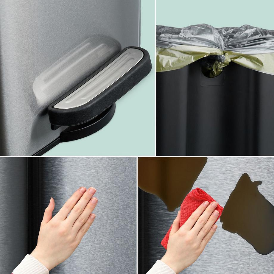 Northix Poubelle carrée à pédale 8 L, fermeture en douceur  