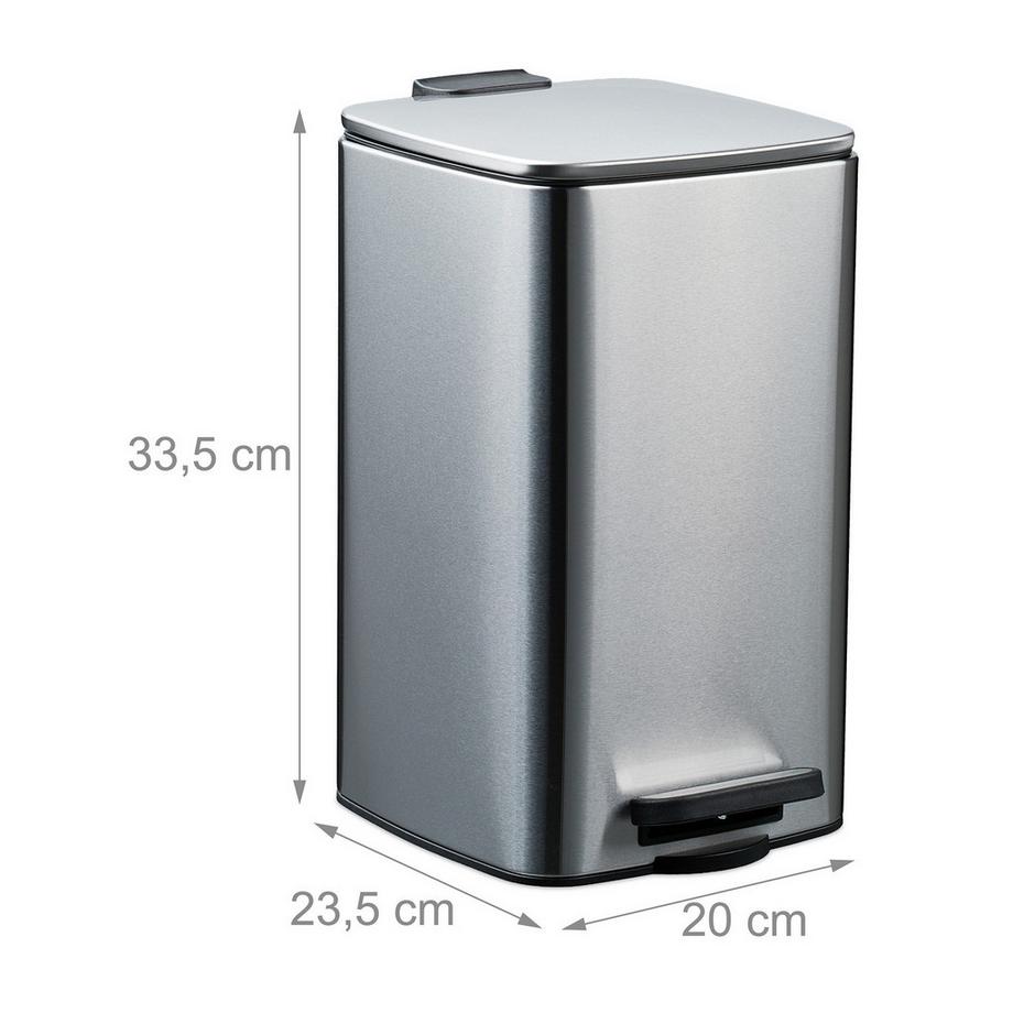 Northix Poubelle carrée à pédale 8 L, fermeture en douceur  