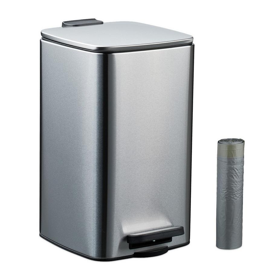 Poubelle carrée à pédale 8 L, fermeture en douceur