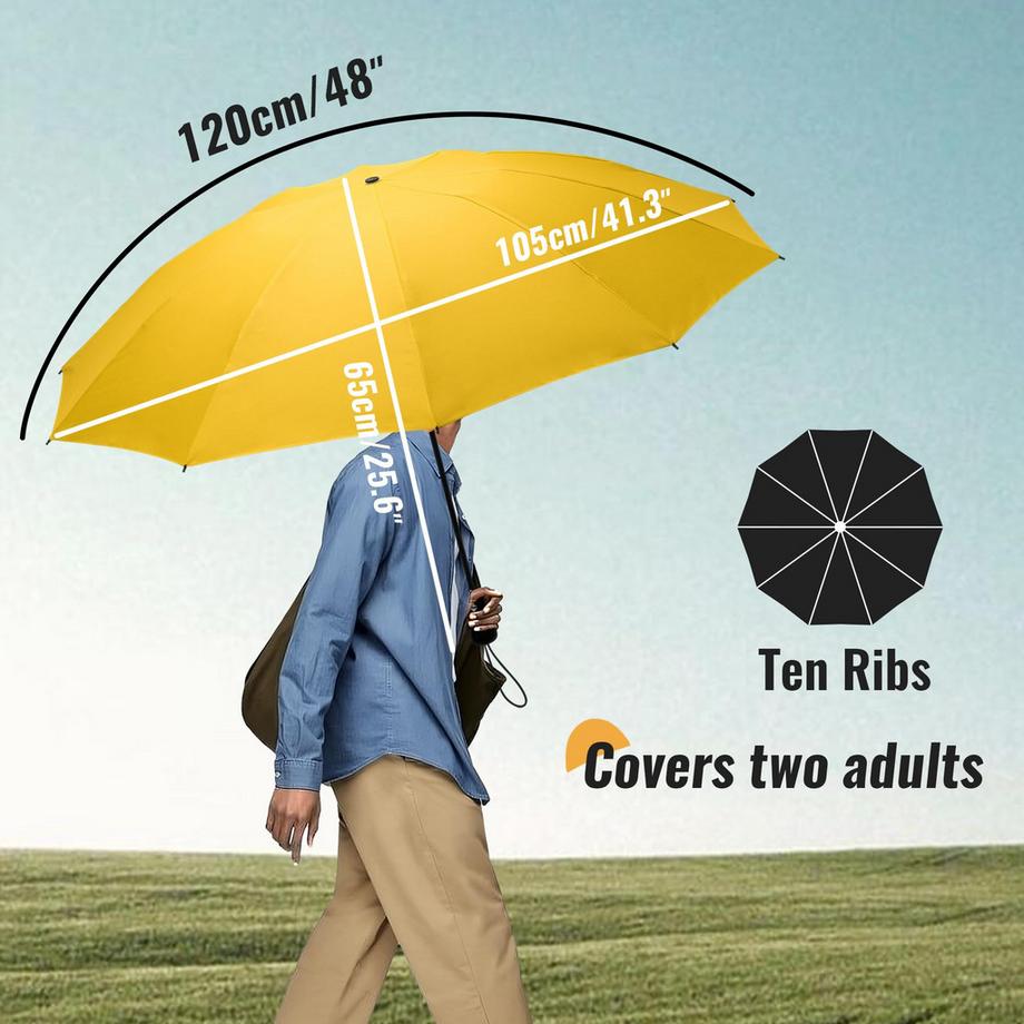 Alopini Kompakter Reise Regenschirm Gross Stormproof Umgekehrtes Faltdesign  