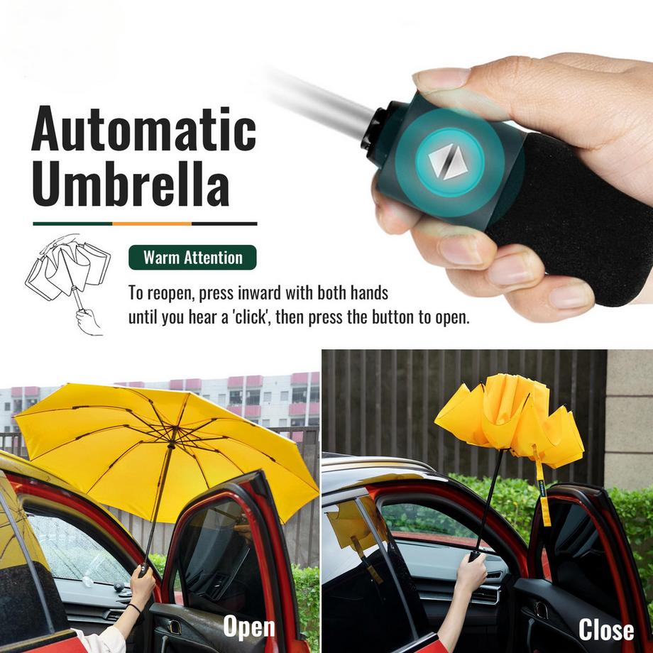 Alopini Kompakter Reise Regenschirm Gross Stormproof Umgekehrtes Faltdesign  