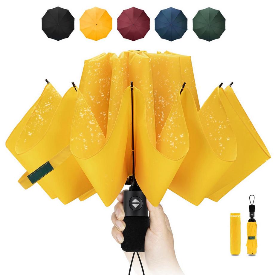 Compact Travel Umbrella Large Stormproof - Inverted folding umbrella, automatischer Taschenschirm für Regen