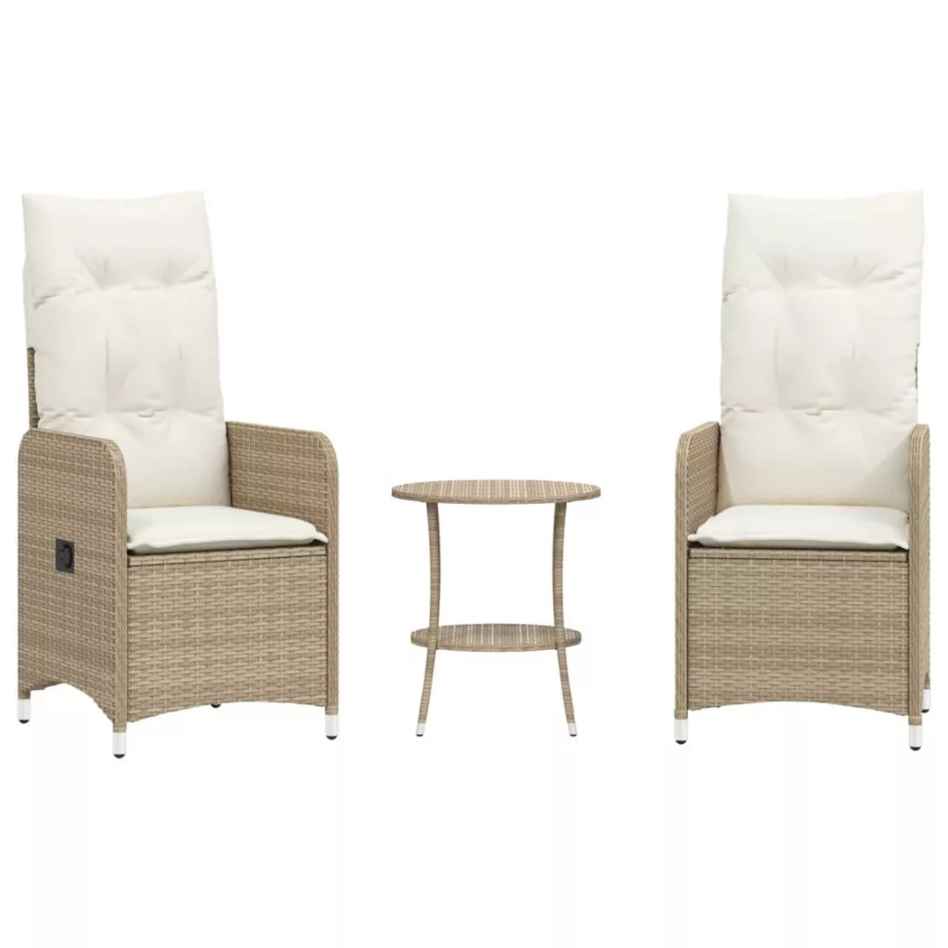 VidaXL - sedia reclinabile da esterno Polirattan, One Size, Beige