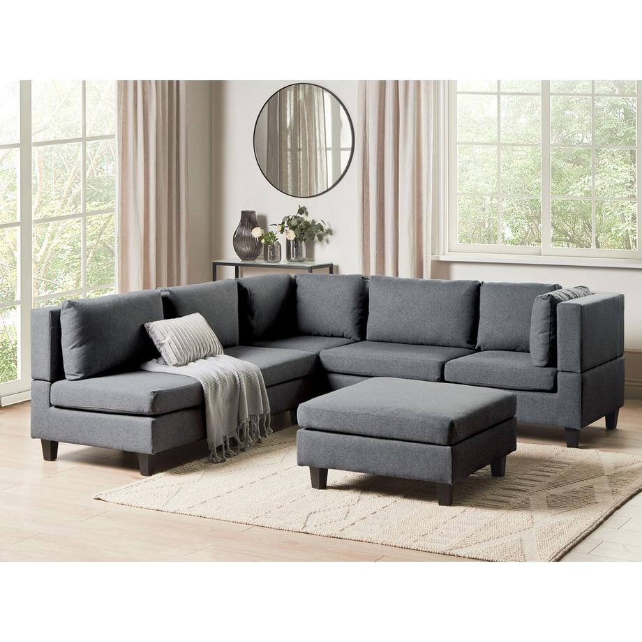 Beliani Ecksofa mit Ottomane aus Stoff  UNSTAD  
