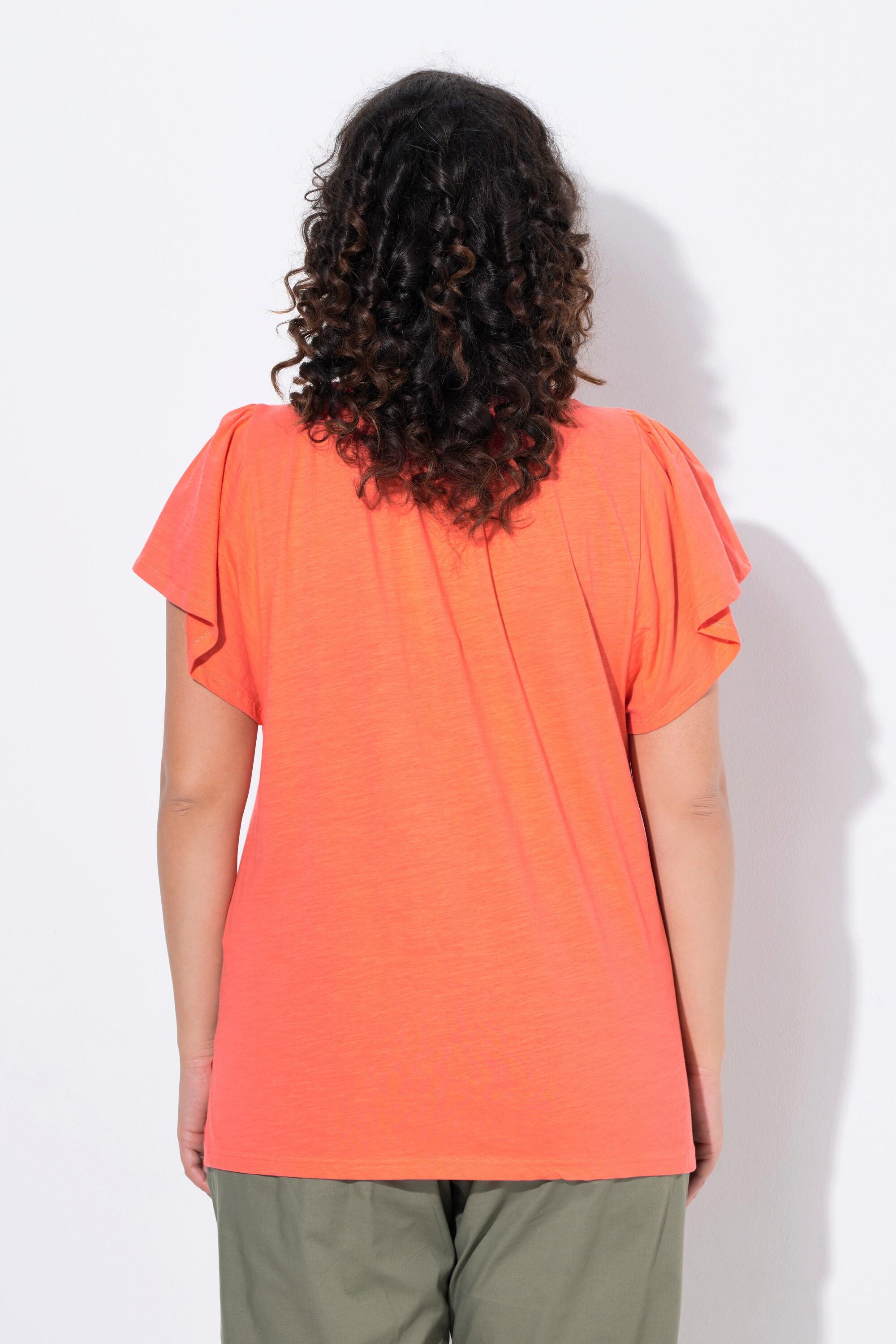 Ulla Popken T-shirt Passamaneria Decorativa Scollo a Tunica Mezze Maniche ad Aletta  