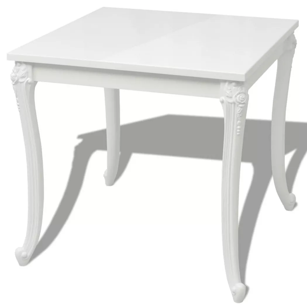 vidaXL Table à manger 80x80x76 cm blanc brillant