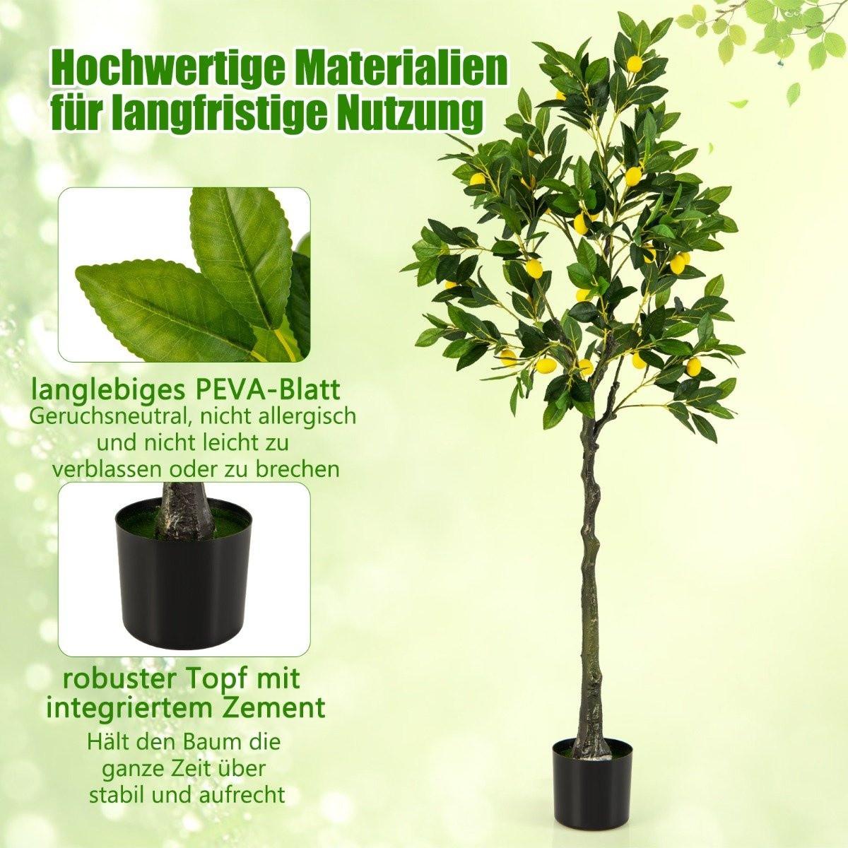 B2X Citronnier artificiel de 160 cm avec pot et 27 citrons, tilleul, plante artificielle, plante d'agrumes  