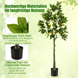 B2X Citronnier artificiel de 160 cm avec pot et 27 citrons, tilleul, plante artificielle, plante d'agrumes  