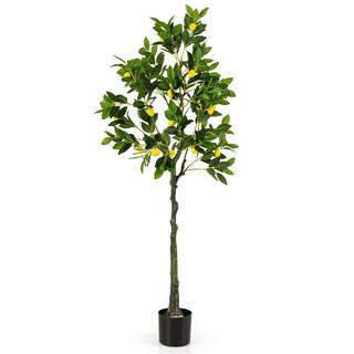 B2X Citronnier artificiel de 160 cm avec pot et 27 citrons, tilleul, plante artificielle, plante d'agrumes  
