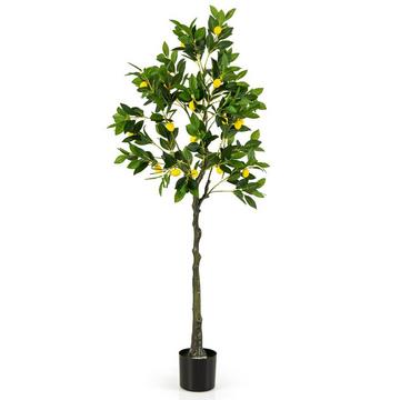 Citronnier artificiel de 160 cm avec pot et 27 citrons, tilleul, plante artificielle, plante d'agrumes