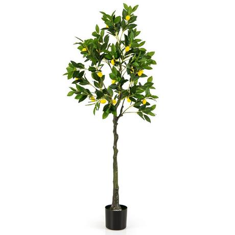 B2X Citronnier artificiel de 160 cm avec pot et 27 citrons, tilleul, plante artificielle, plante d'agrumes  
