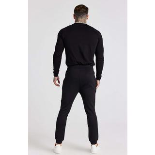 Sik Silk  Langarmshirt Black Panel Muscle Fit T-Shirt 