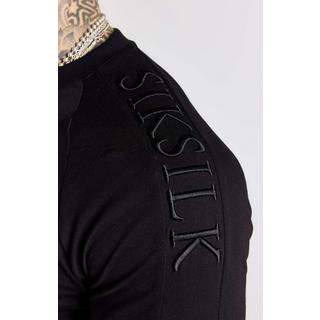 Sik Silk  Langarmshirt Black Panel Muscle Fit T-Shirt 