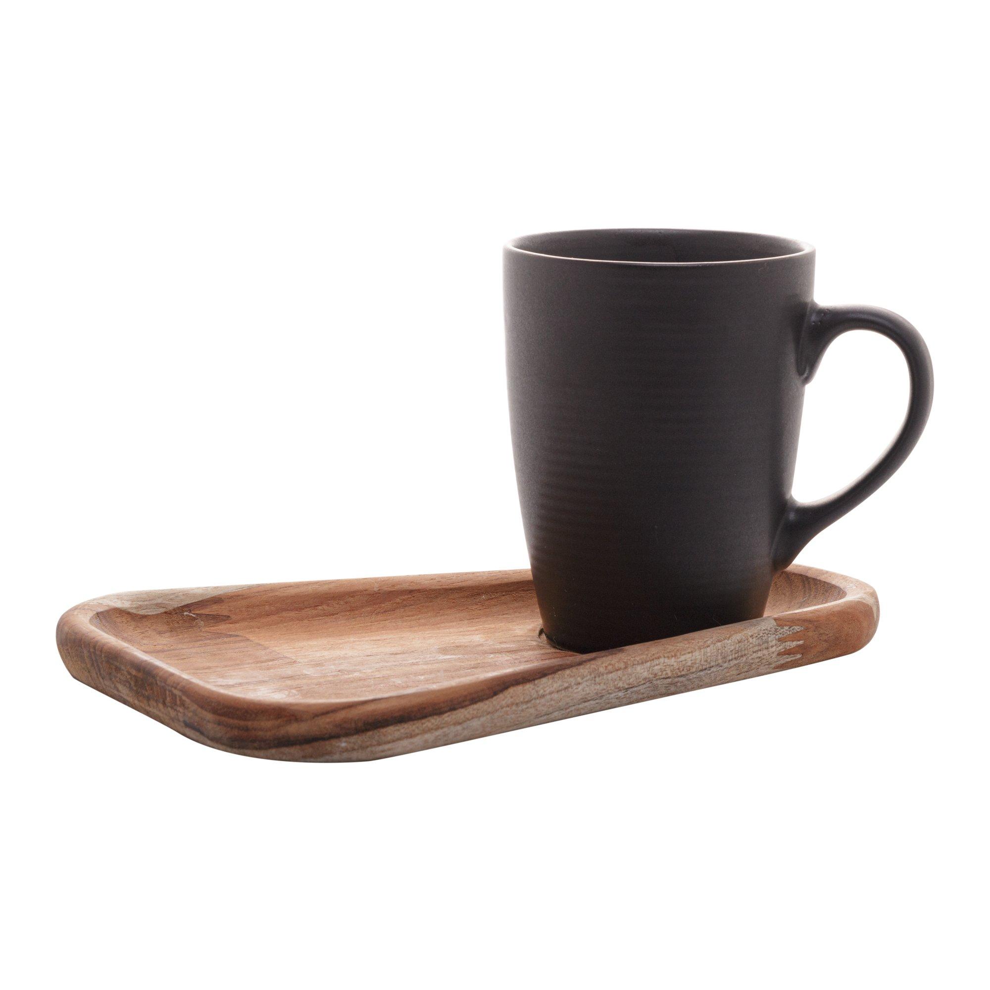 Woodart Porzellanbecher mit Holzteller  