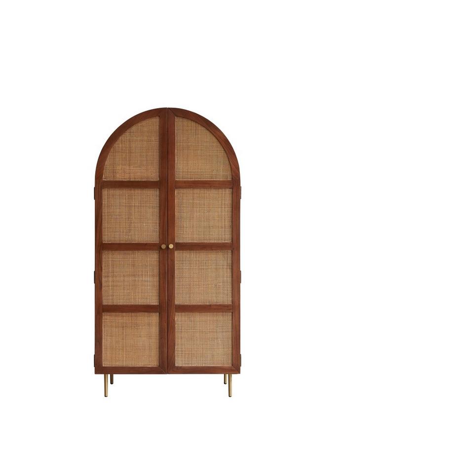 Esszimmerschrank aus Ulme und Rattangeflecht Lisbeth