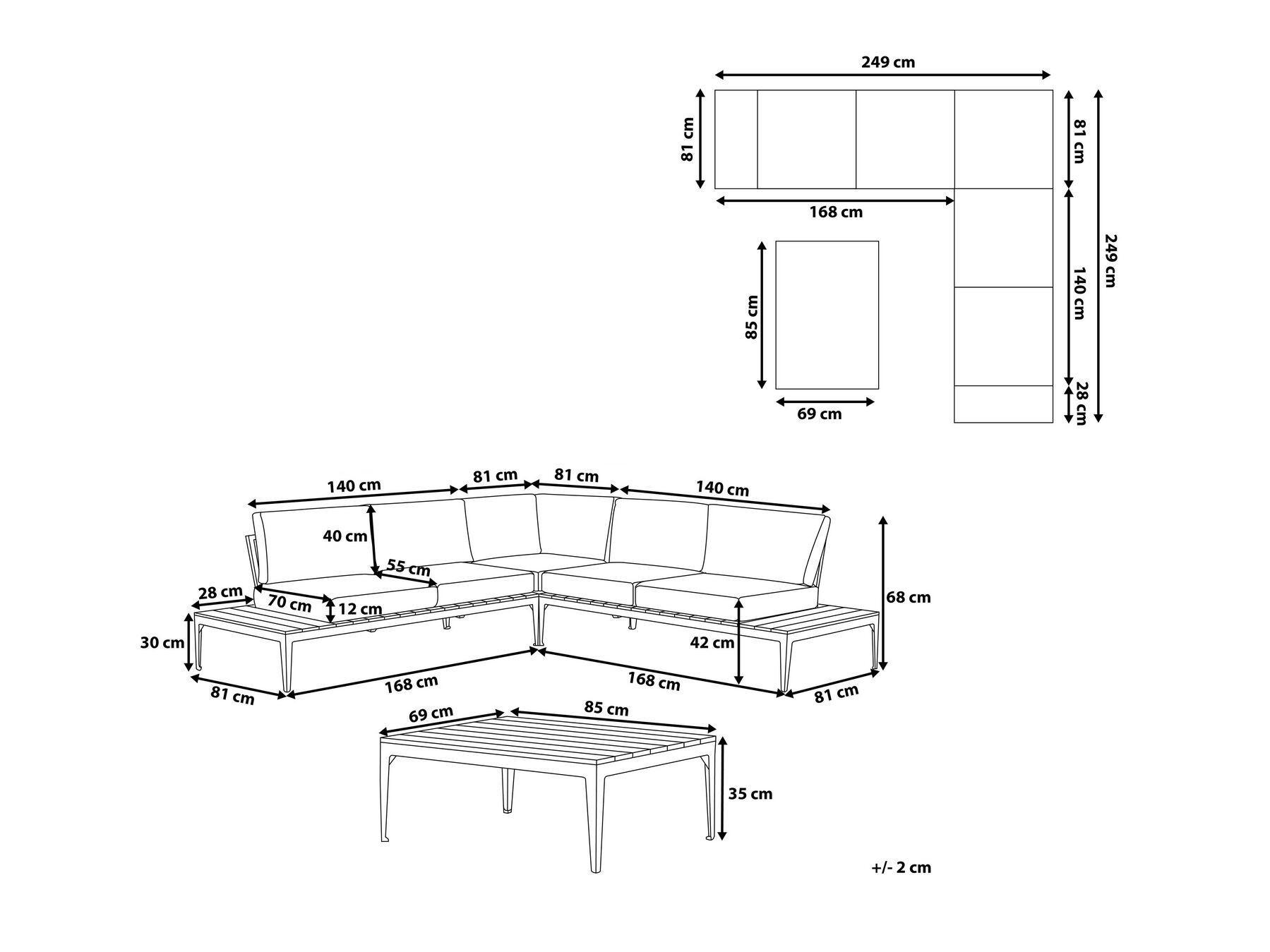 Beliani Salotto da giardino en Legno plastico Moderno POSITANO  