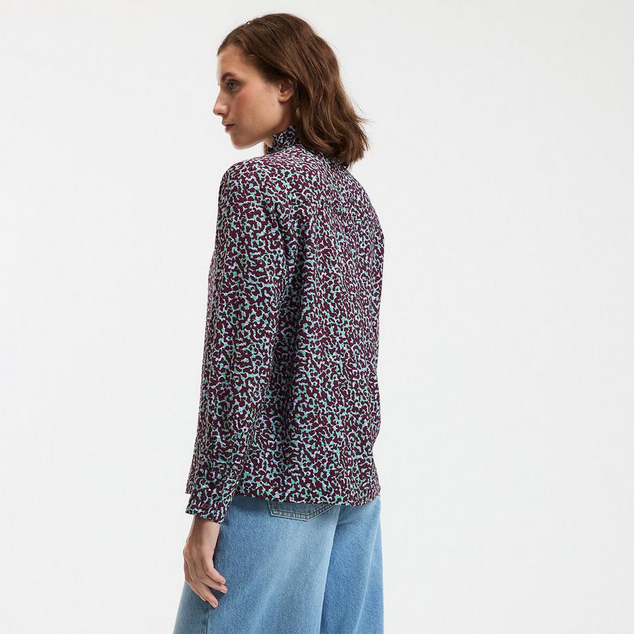 La Redoute Collections Camicetta stampata a maniche lunghe con colletto vittoriano arricciato  
