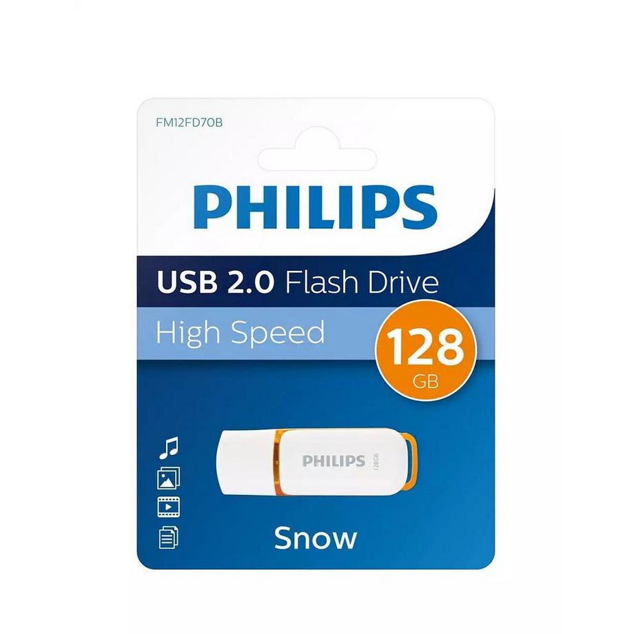 PHILIPS  USB 2.0-Stick Philips FM12FD75B00 Snow Edition 128 GB Weiß und Orange 
