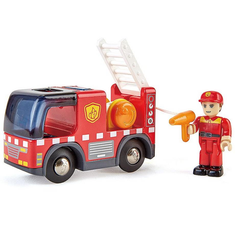 Hape  Eisenbahn Feuerwehrauto mit Sirene 