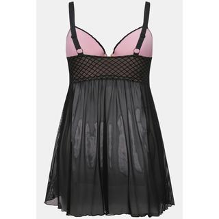 Ulla Popken Babydoll a Quadri Velluto Mesh con Ferretto  